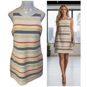 Vince Camuto Dress Womens Sz 12 Textured Sleeveless Coastal Stripe Office Church